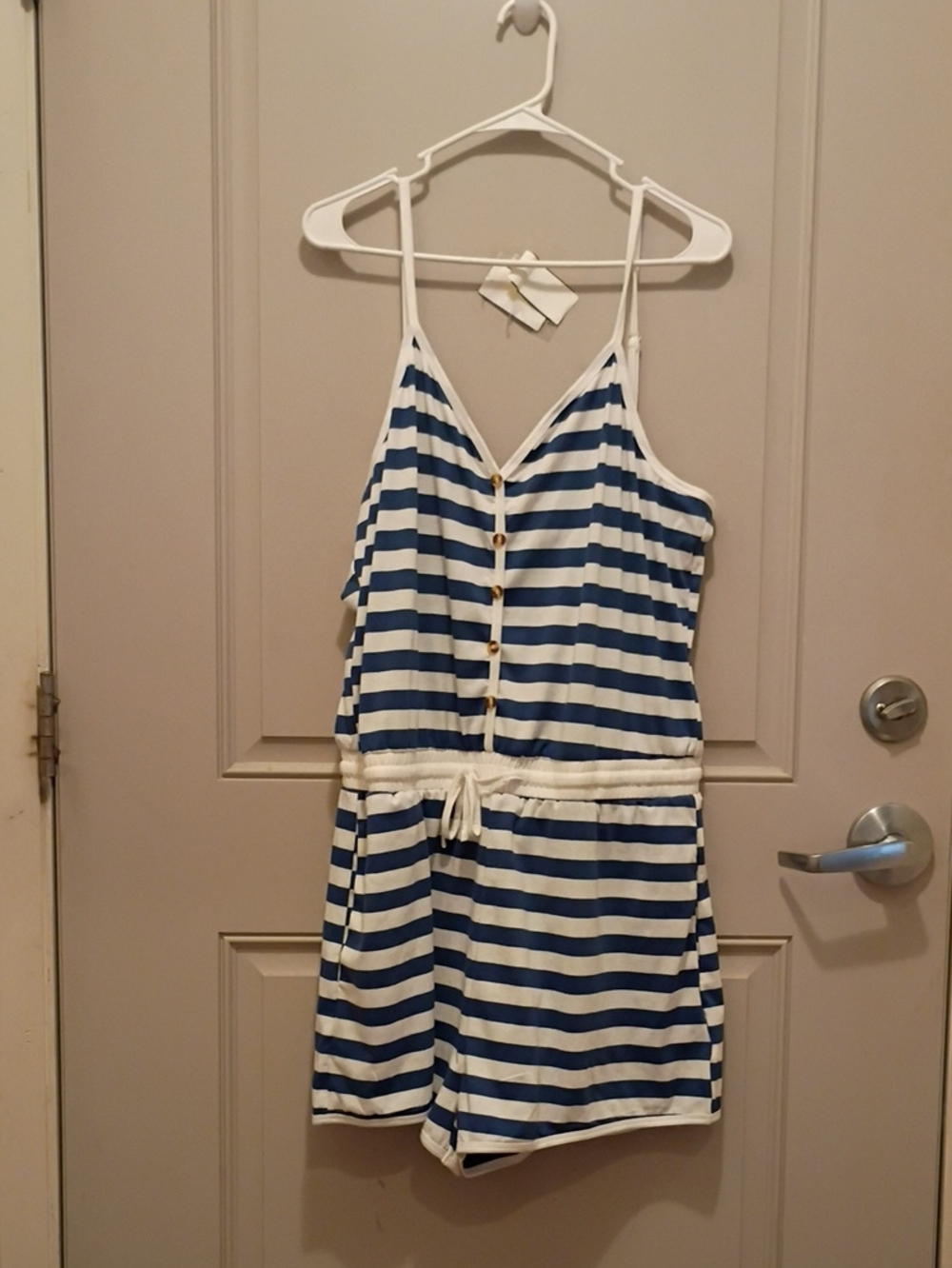Cupshe Blue and White Striped Women's One-Piece Romper